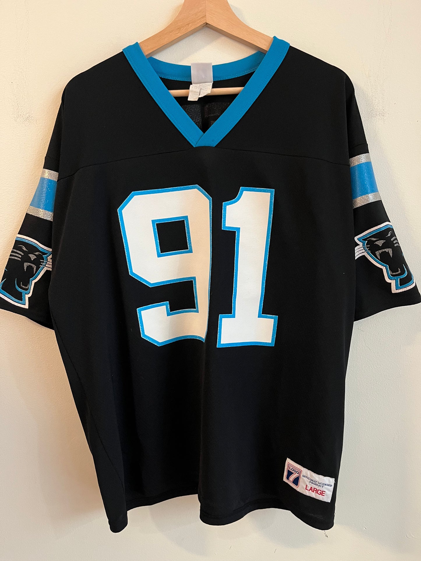 90s Carolina Panthers Kevin Greene Logo Athletic Boxy Jersey (L)