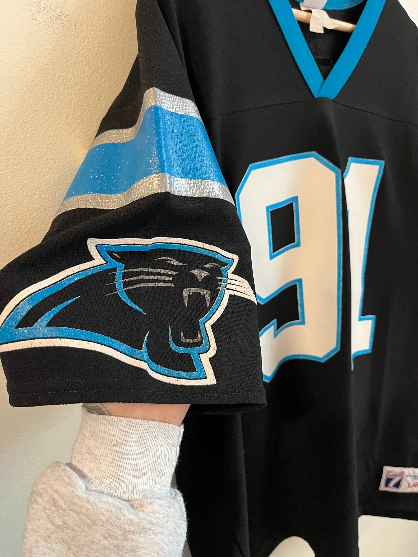 90s Carolina Panthers Kevin Greene Logo Athletic Boxy Jersey (L)