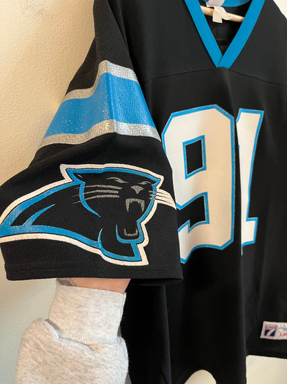 90s Carolina Panthers Kevin Greene Logo Athletic Boxy Jersey (L)