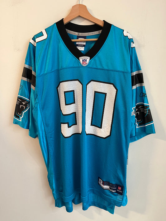 00s Carolina Panthers Julius Peppers Electric Blue Reebok Jersey (L)