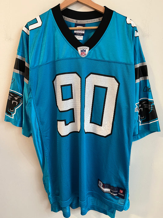00s Carolina Panthers Julius Peppers Electric Blue Reebok Jersey (L)