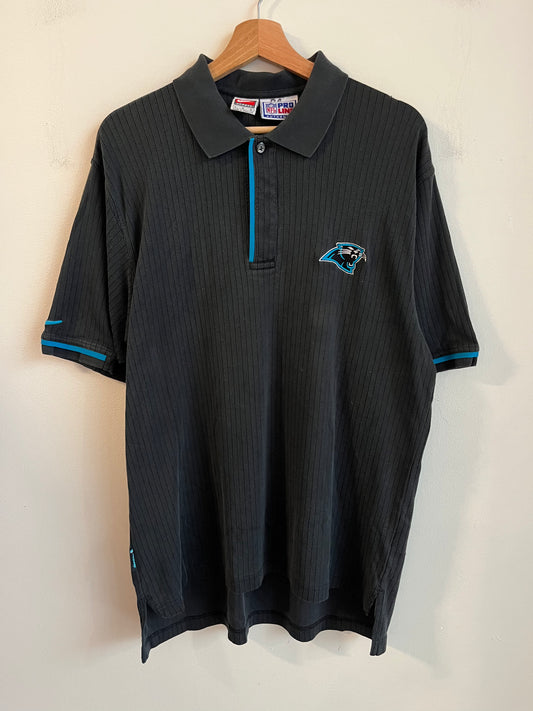 1990s Carolina Panthers Black Nike Pro Line Polo Shirt (L)