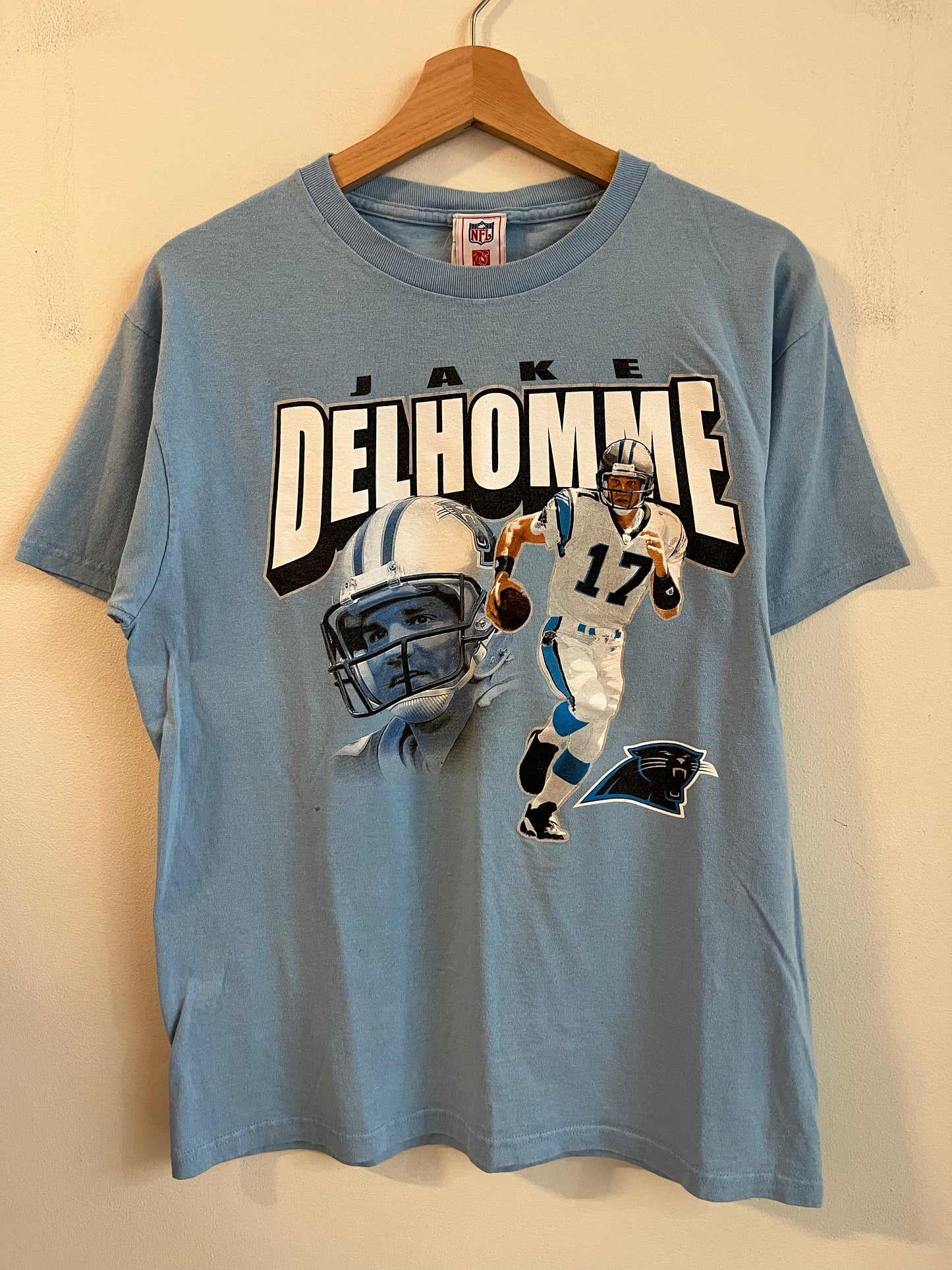 00s Carolina Panthers Jake Delhomme Baby Blue Tee (M)