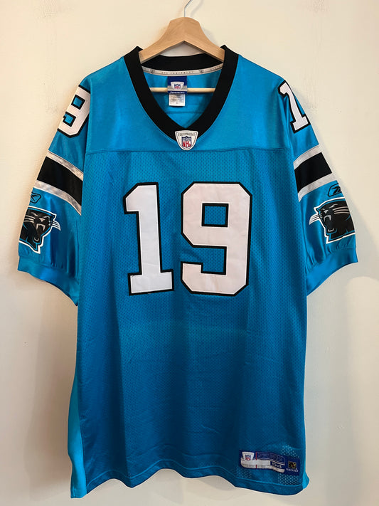 00s Carolina Panthers Keyshawn Johnson Electric Blue Stitched Reebok Jersey (XXL)
