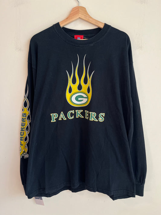 2000s Green Bay Packers Flames Long Sleeve Shirt (XL)
