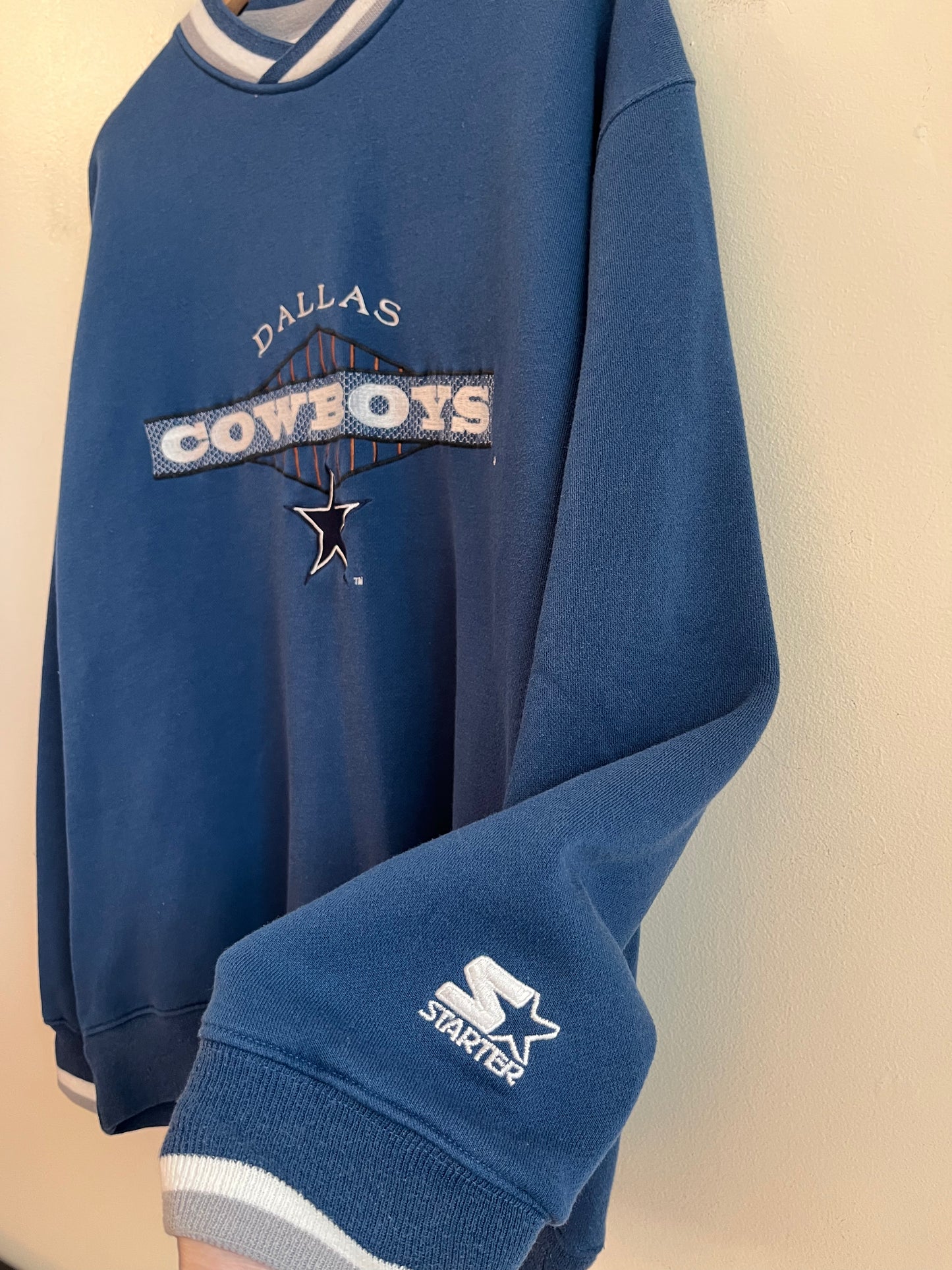 90s Dallas Cowboys Starter Embroidered Spell Out Crewneck (L)