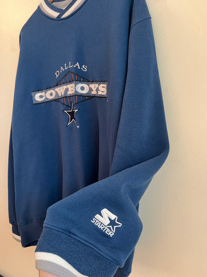 90s Dallas Cowboys Starter Embroidered Spell Out Crewneck (L)