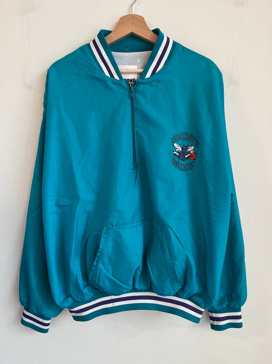 90s Charlotte Hornets Teal Logo Pullover Windbreaker (L)