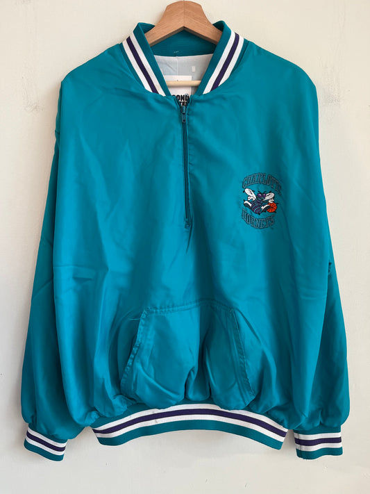 90s Charlotte Hornets Teal Logo Pullover Windbreaker (L)