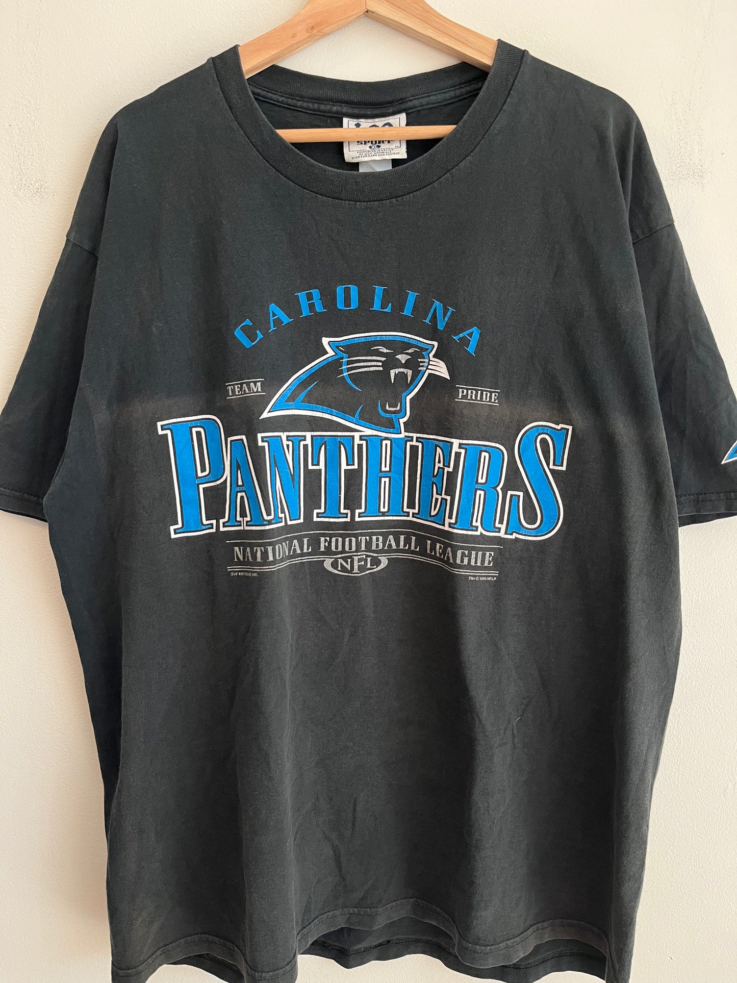 1999 Carolina Panthers Lee Faded Black Tee (XL)