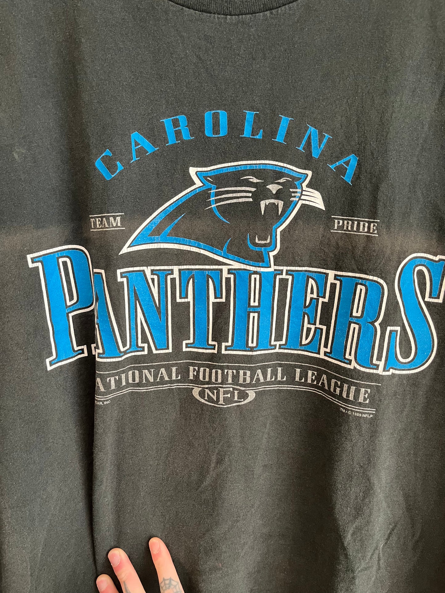 1999 Carolina Panthers Lee Faded Black Tee (XL)