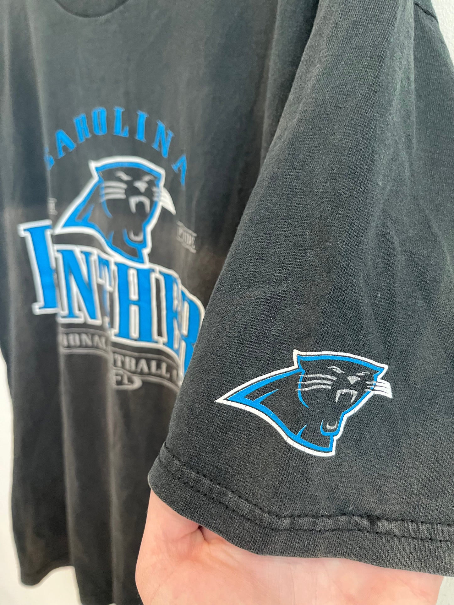 1999 Carolina Panthers Lee Faded Black Tee (XL)
