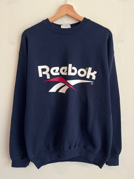90s Reebok Big Logo Navy Crewneck (L)
