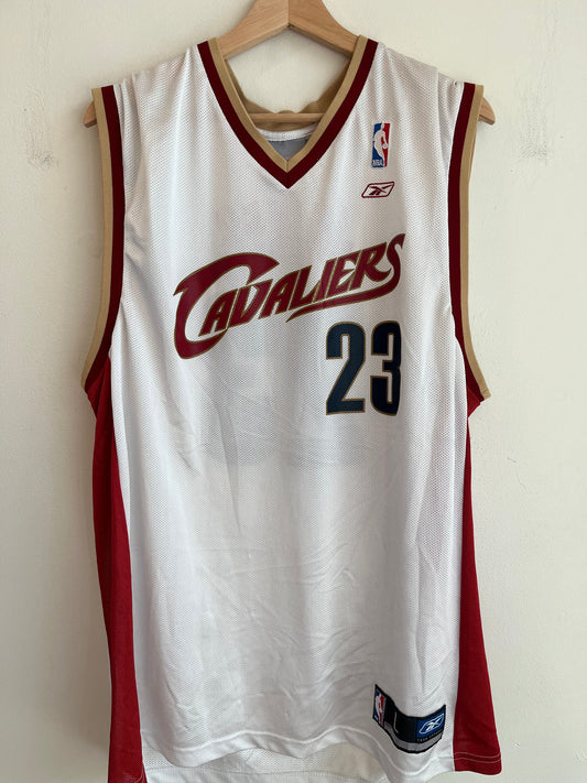 00s Cleveland Cavaliers Lebron James Reebok White Jersey (L)