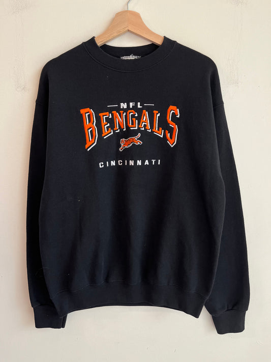 90s Cincinnati Bengals Embroidered Black Crewneck (M)