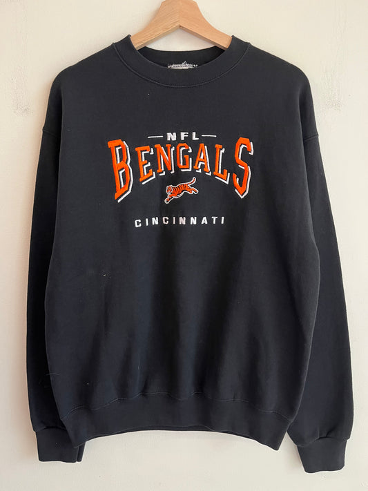 90s Cincinnati Bengals Embroidered Black Crewneck (M)