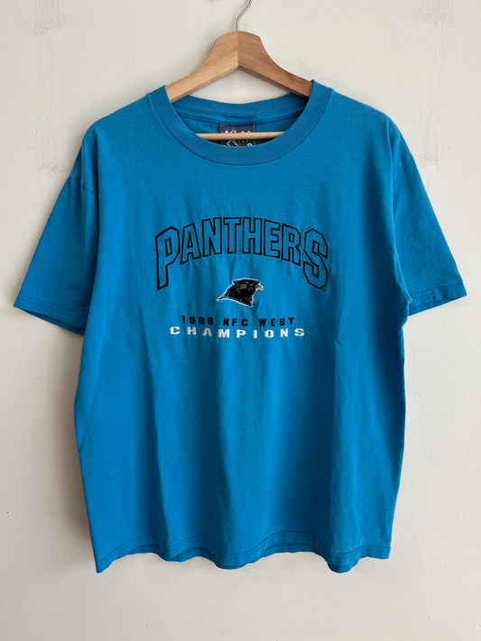 1996 Carolina Panthers NFC West Champions Blue Embroidered Tee (L)