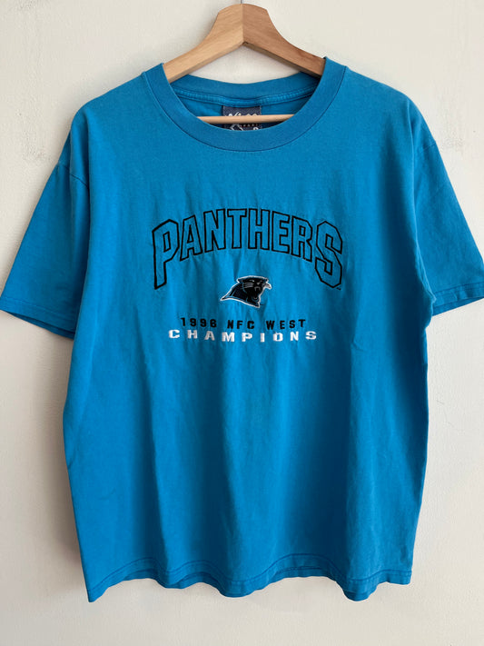 1996 Carolina Panthers NFC West Champions Blue Embroidered Tee (L)
