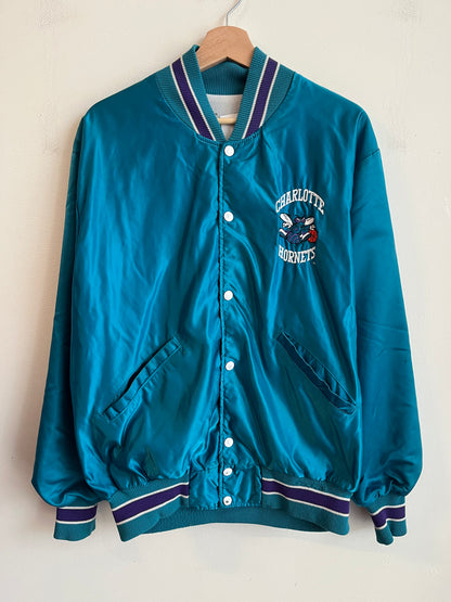 90s Charlotte Hornets DeLong Satin Spell Out Jacket (L)