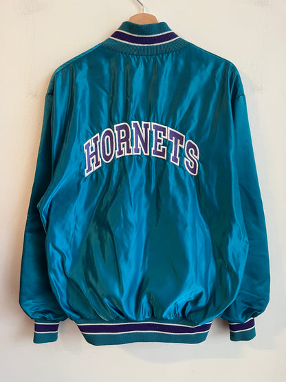 90s Charlotte Hornets DeLong Satin Spell Out Jacket (L)