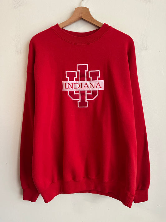 90s Indiana University Embroidered Red Crewneck (XL)