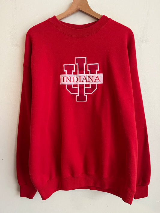 90s Indiana University Embroidered Red Crewneck (XL)