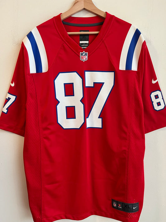 2012 New England Patriots Rob Gronkowski Red Throwback Jersey (XL)