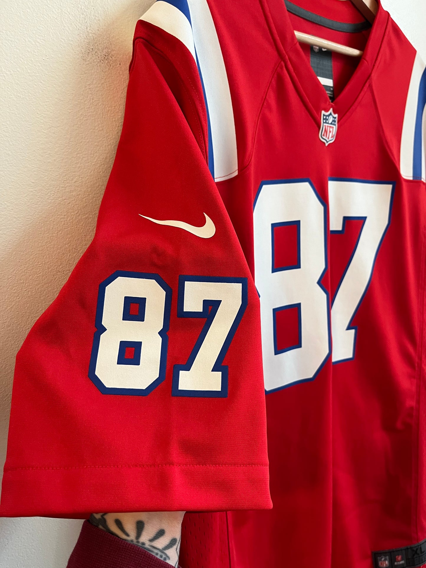 2012 New England Patriots Rob Gronkowski Red Throwback Jersey (XL)
