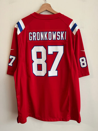 2012 New England Patriots Rob Gronkowski Red Throwback Jersey (XL)