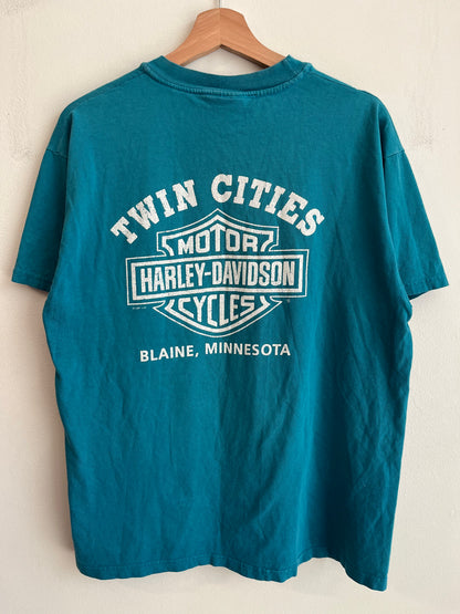 90s Harley Davidson Twin Cities Teal Tee (L)
