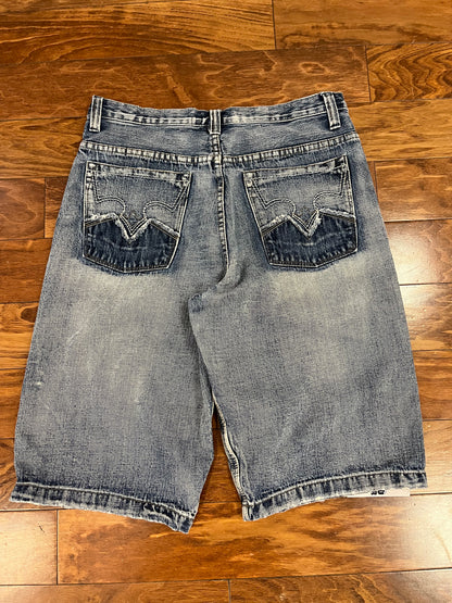 00s Route 66 Embroidered Baggy Jean Shorts (32)