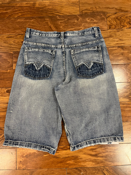 00s Route 66 Embroidered Baggy Jean Shorts (32)