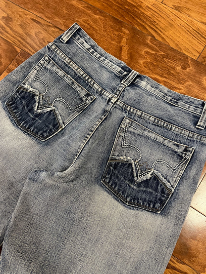 00s Route 66 Embroidered Baggy Jean Shorts (32)