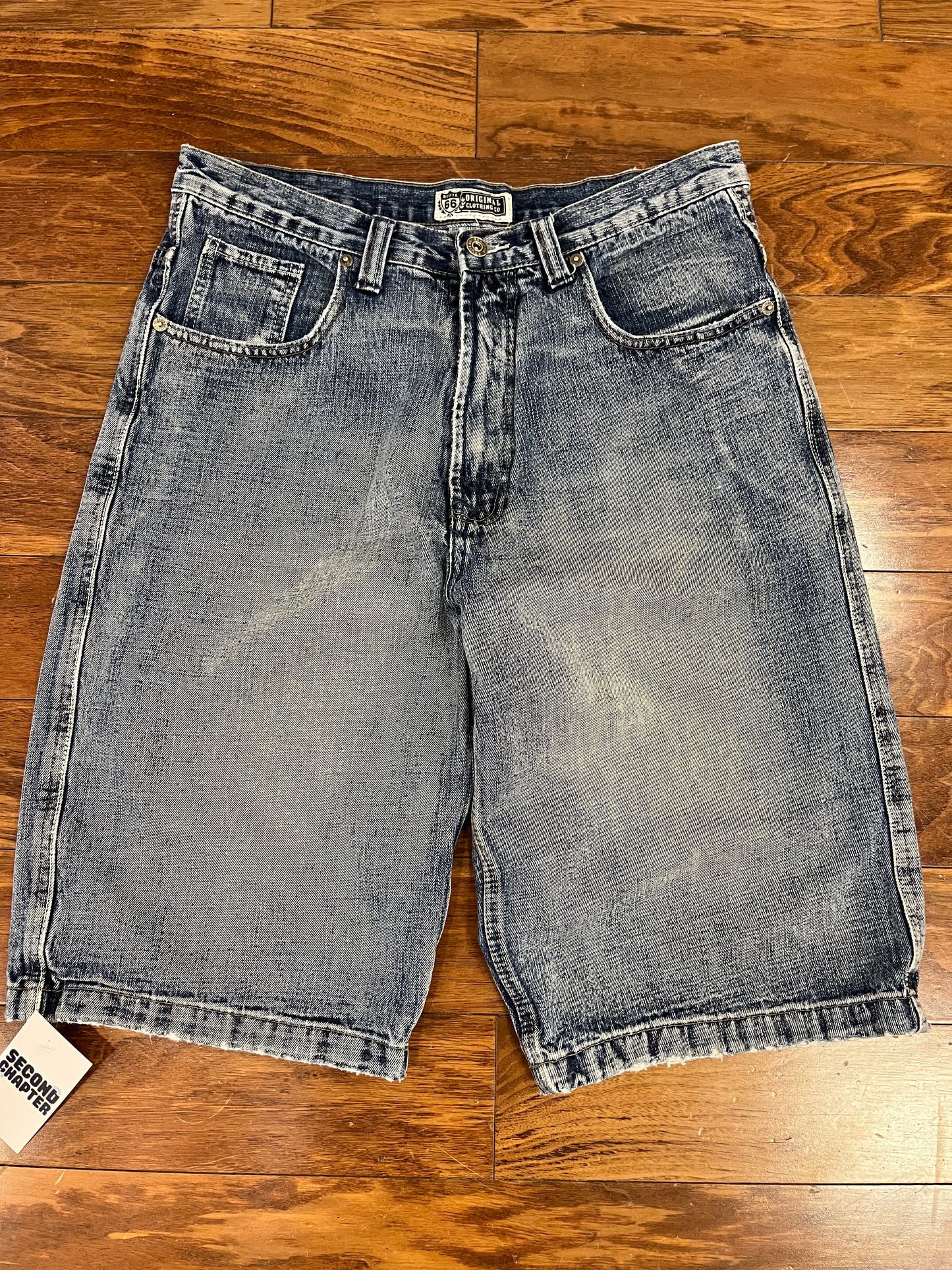 00s Route 66 Embroidered Baggy Jean Shorts (32)