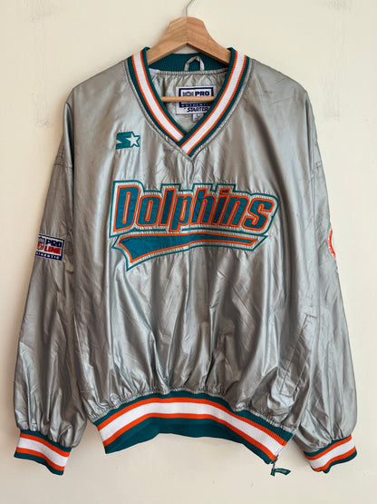 90s Miami Dolphins Deadstock Starter Silver Windbreaker (L)