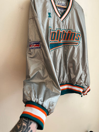 90s Miami Dolphins Deadstock Starter Silver Windbreaker (L)