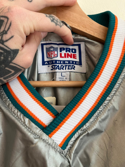 90s Miami Dolphins Deadstock Starter Silver Windbreaker (L)
