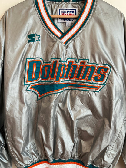90s Miami Dolphins Deadstock Starter Silver Windbreaker (L)