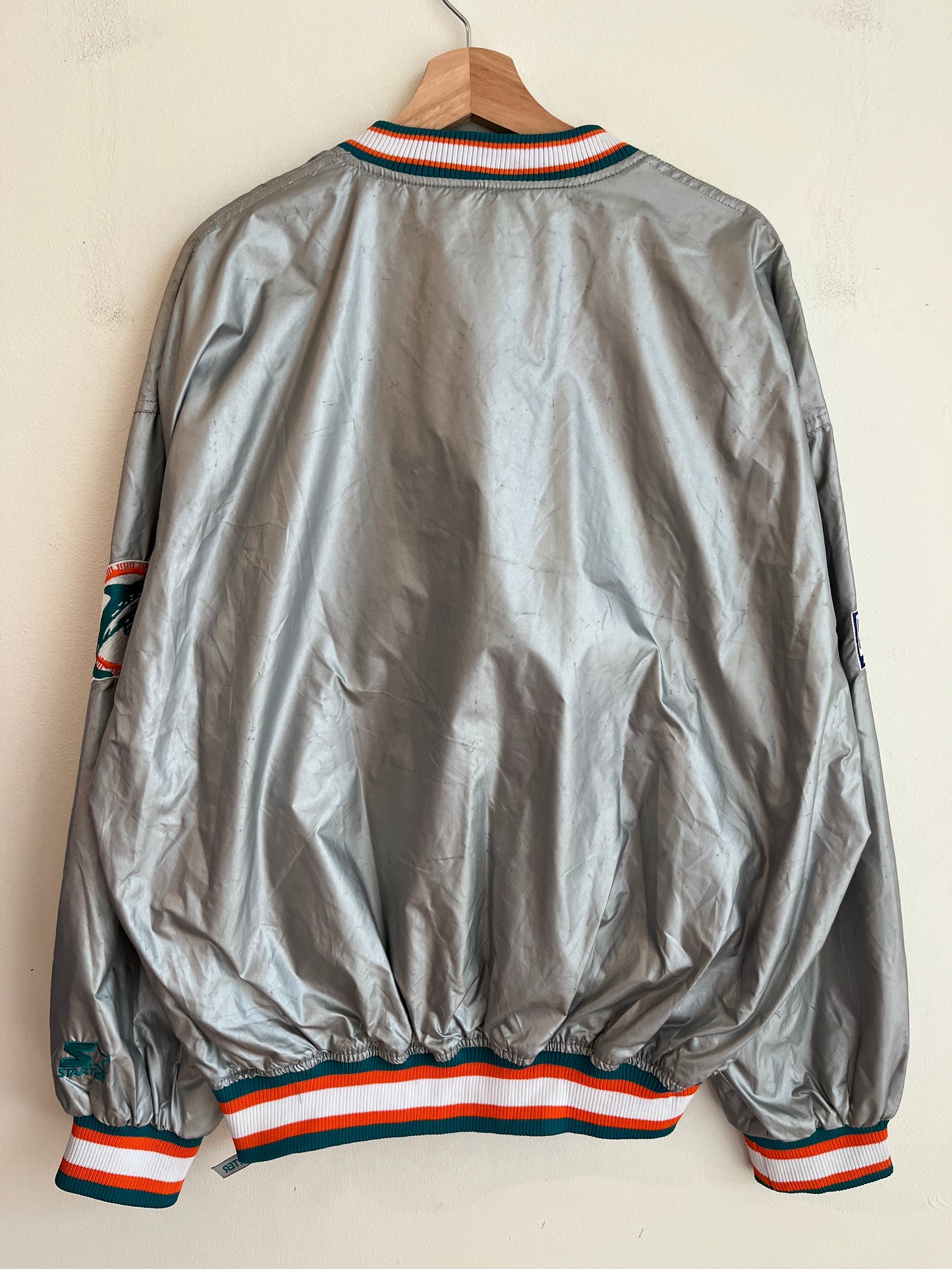 90s Miami Dolphins Deadstock Starter Silver Windbreaker (L)