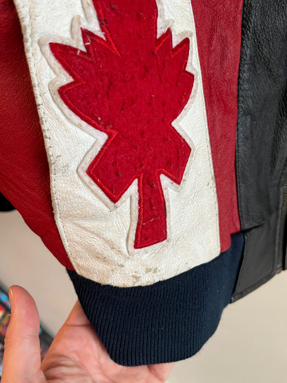 90s Phase 2 International Flags Leather Jacket (L)
