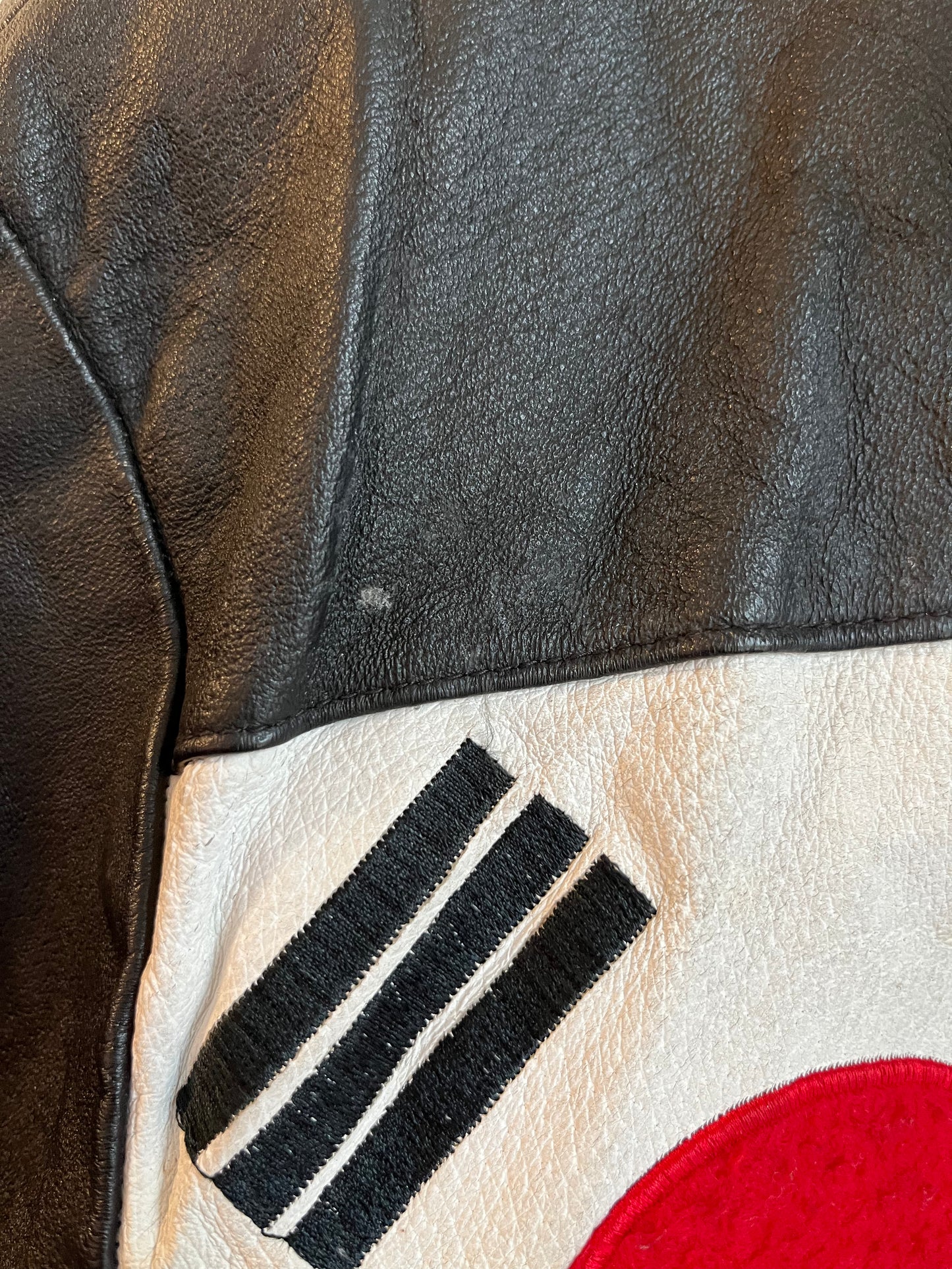90s Phase 2 International Flags Leather Jacket (L)