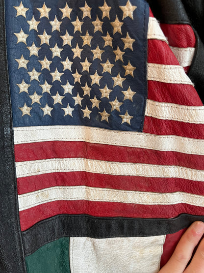 90s Phase 2 International Flags Leather Jacket (L)