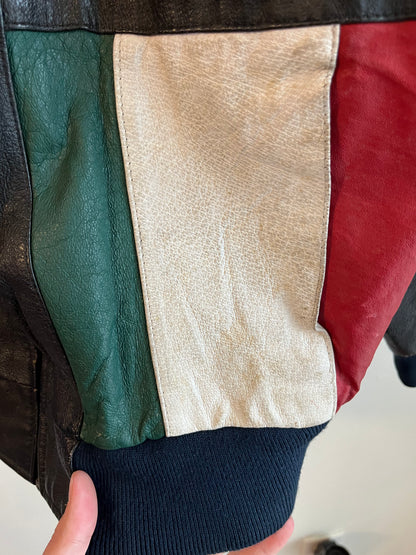 90s Phase 2 International Flags Leather Jacket (L)