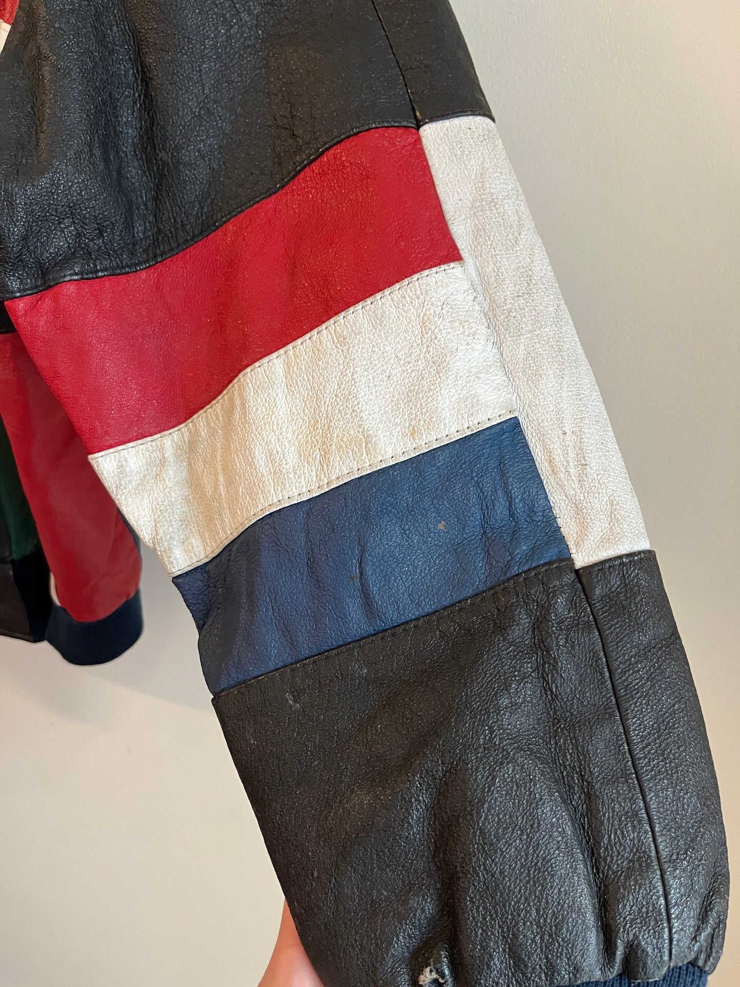 90s Phase 2 International Flags Leather Jacket (L)