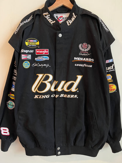 00s Nascar Dale Earnhardt Jr Budweiser Black/Gold Racing Jacket (XXL)