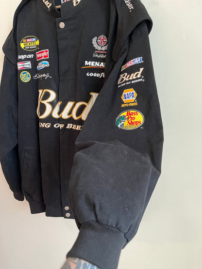 00s Nascar Dale Earnhardt Jr Budweiser Black/Gold Racing Jacket (XXL)
