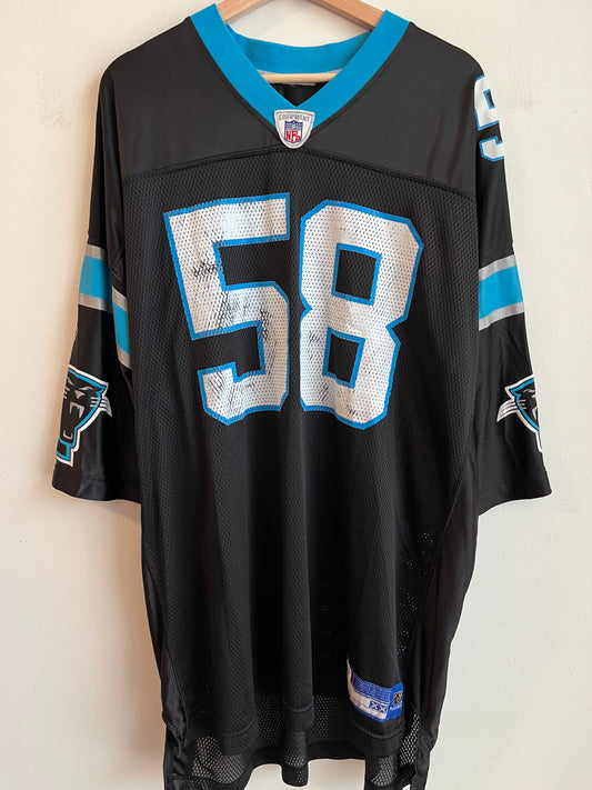 00s Carolina Panthers Thomas Davis Cracked Reebok Home Jersey (XXL)