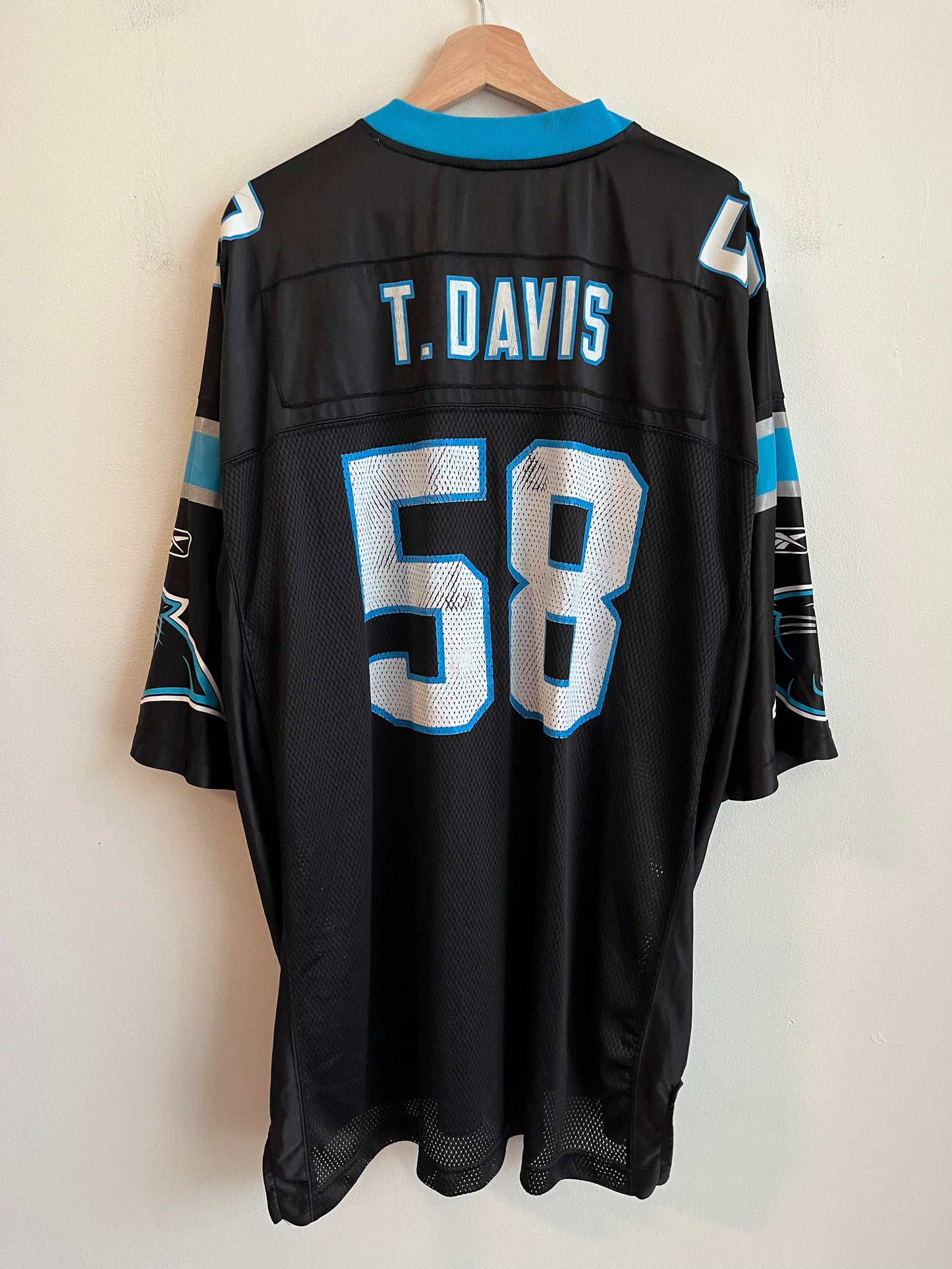 00s Carolina Panthers Thomas Davis Cracked Reebok Home Jersey (XXL)
