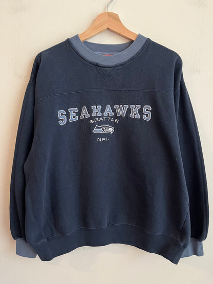 00s Seattle Seahawks Navy Crewneck (L)