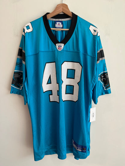 00s Carolina Panthers Stephen Davis Blue Reebok Jersey (XL)